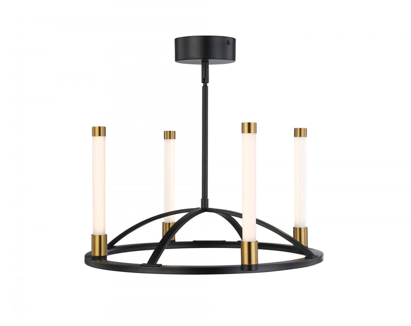 Lustre Infiniti noir et laiton mat à 4 ampoules à DEL intégrées