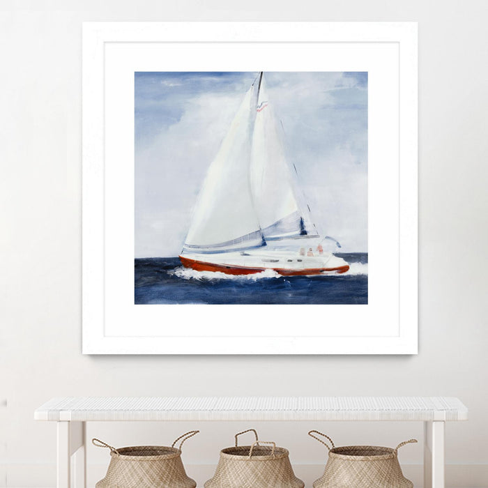Œuvre d’art murale encadrée blanche et mate « Chasing The Sun » 36 x 36