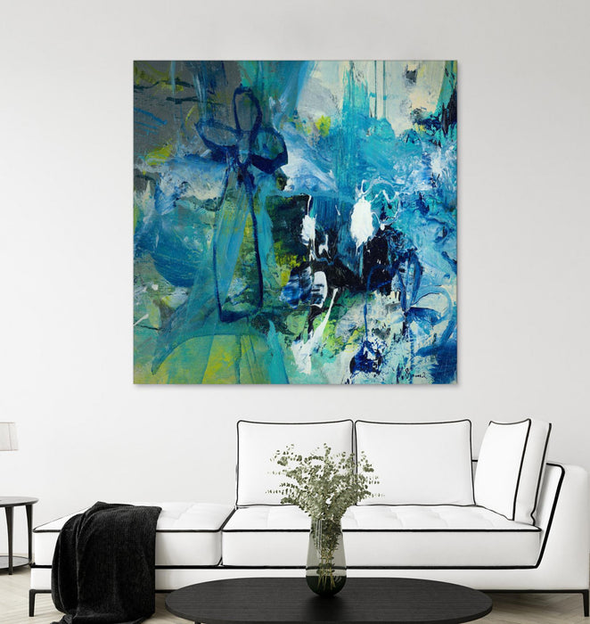 Œuvre d’art murale Giant Art « Abstract Flower » 72 x 72