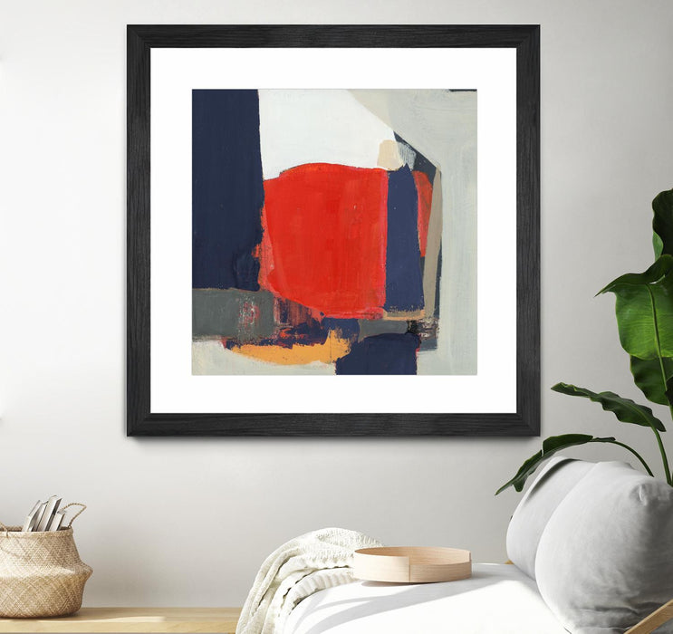 Œuvre d’art murale encadrée noire et mate « Orange Crush V6 » 30 x 30