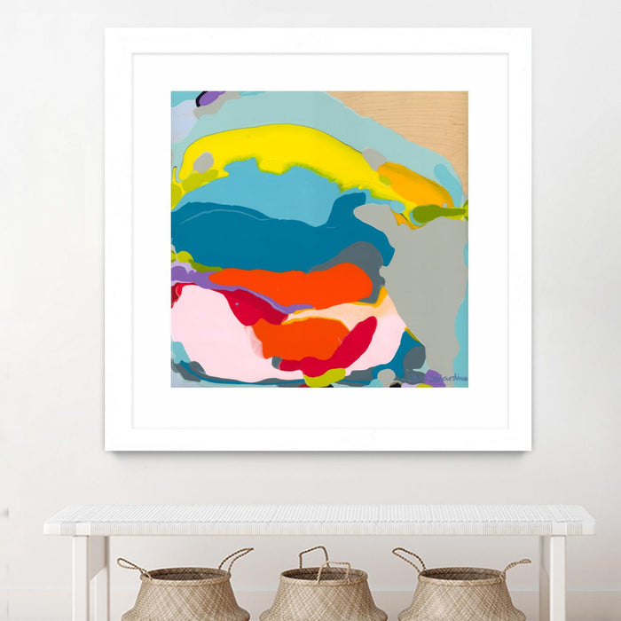 Œuvre d’art murale encadrée blanche et mate « Free Falling » 36 x 36