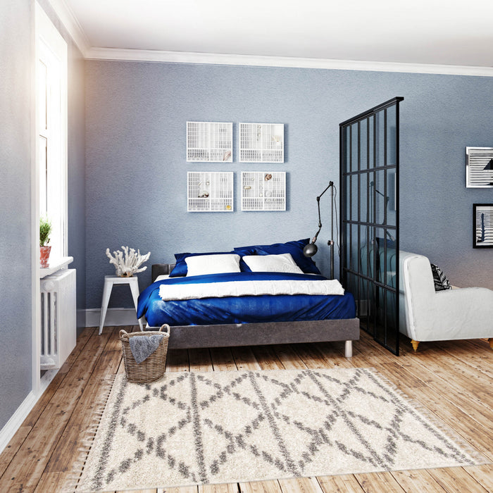 Carpette à poil long Helma Liv crème 5 pi 3 po x 7 pi 3 po