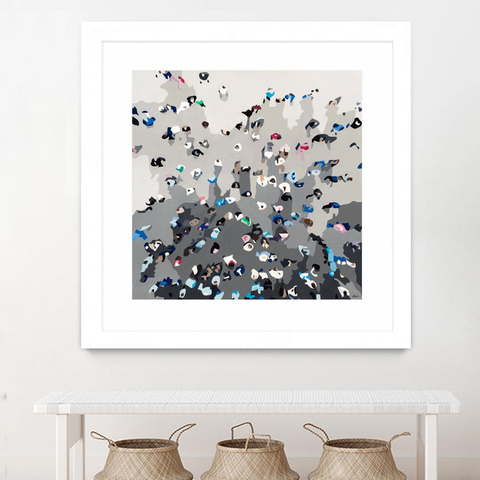 Œuvre d’art murale encadrée blanche et mate « Crowd Sourcing » 30 x 30