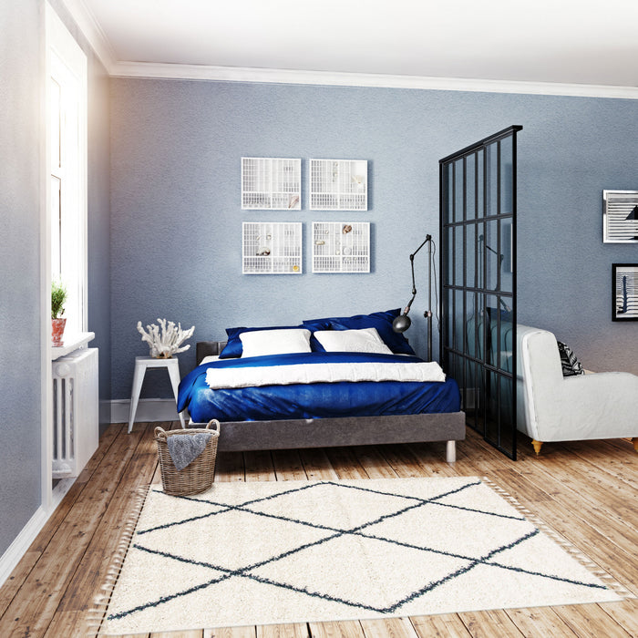 Carpette à poil long Helma Losange crème 3 pi 11 po x 5 pi 11 po