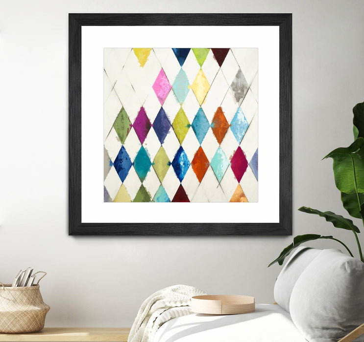 Œuvre d’art murale encadrée noire et mate « Diamonds » 36 x 36