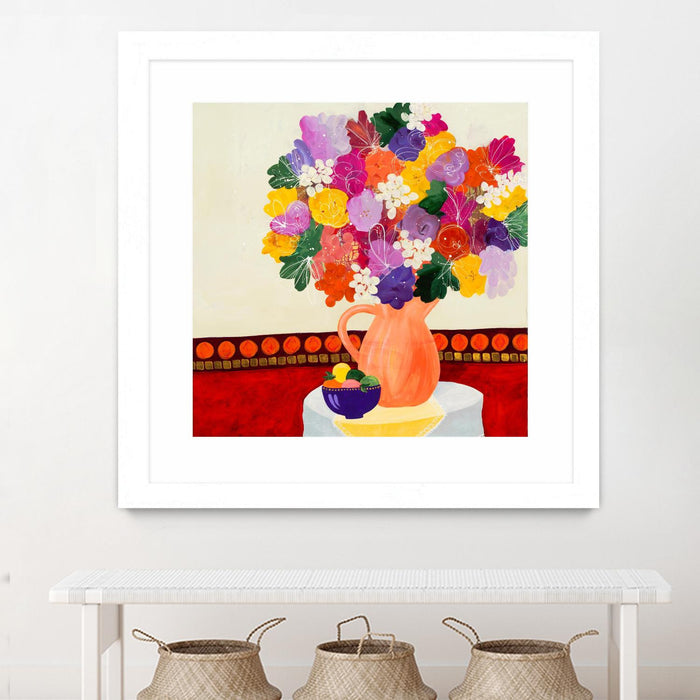 Œuvre d’art murale encadrée blanche et mate « Taking In The Love » 30 x 30
