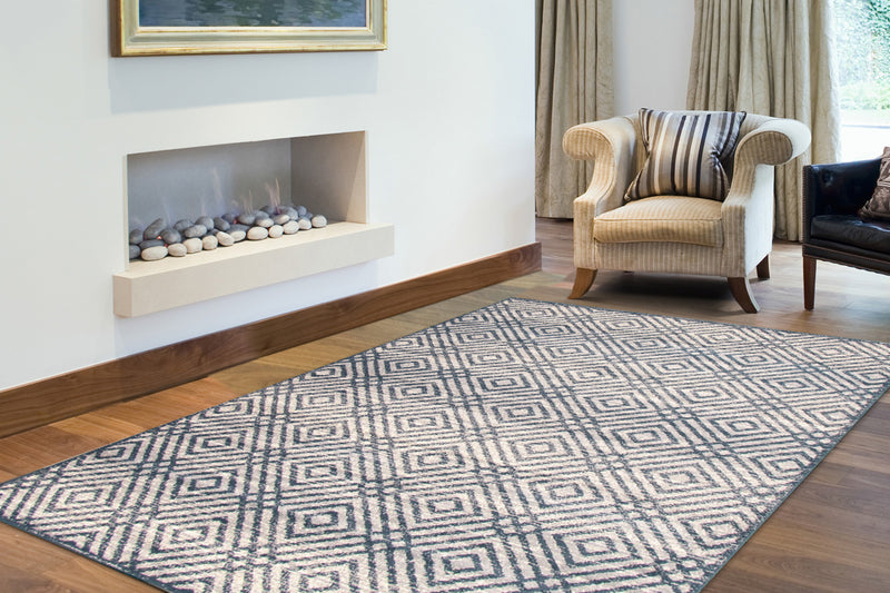 Carpette Electra couleur pétrole-argent - 3 pi 11 pox 5 pi 7 po