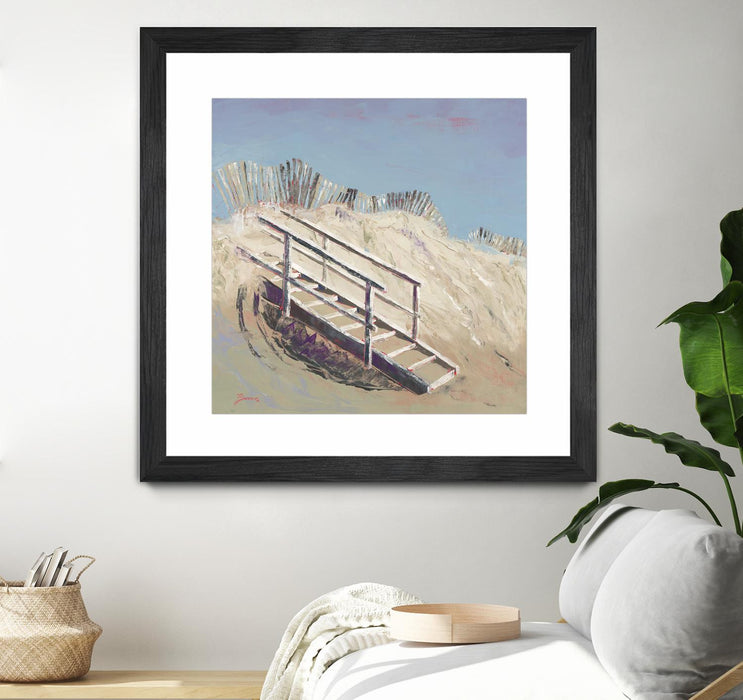 Œuvre d’art murale encadrée noire et mate « Beach Access » 36 x 36