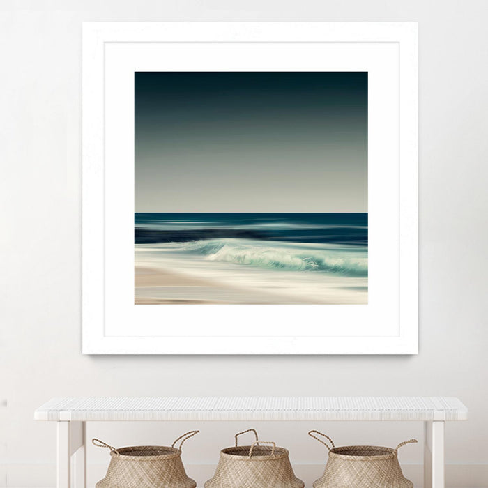 Œuvre d’art murale encadrée blanche et mate « Cristal Surf » 30 x 30