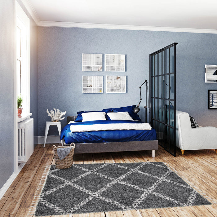 Carpette à poil long Helma Stark gris foncé 8 pi 0 po x 10 pi 0 po