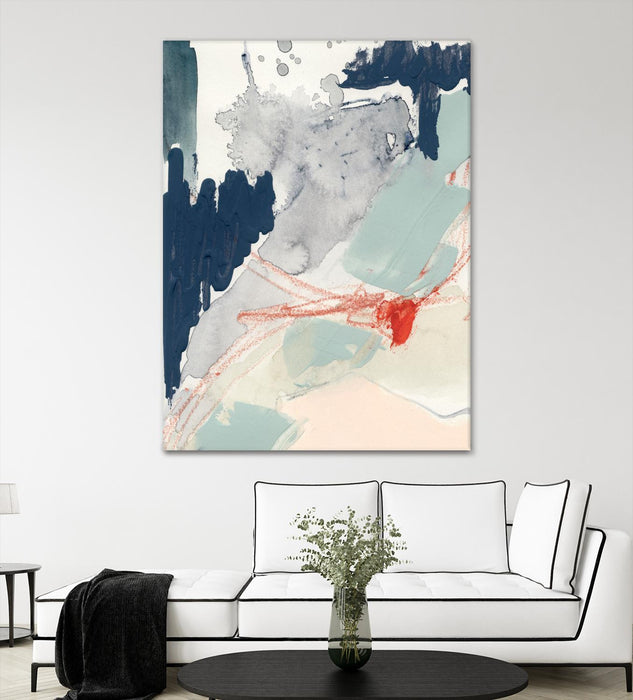 Œuvre d’art murale Giant Art « Ash Blue & Crimson I » 72 x 54