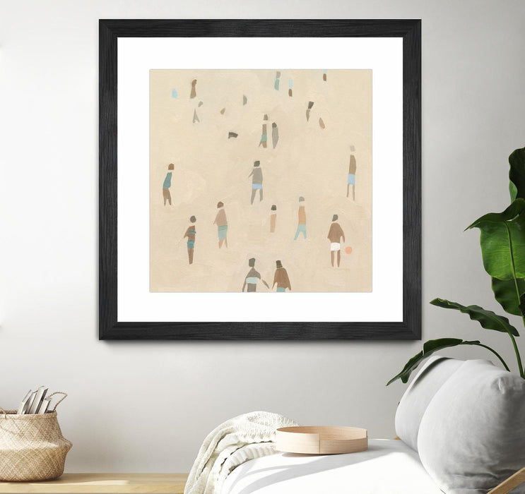Œuvre d’art murale encadrée noire et mate « Beach Goer Iv » 36 x 36