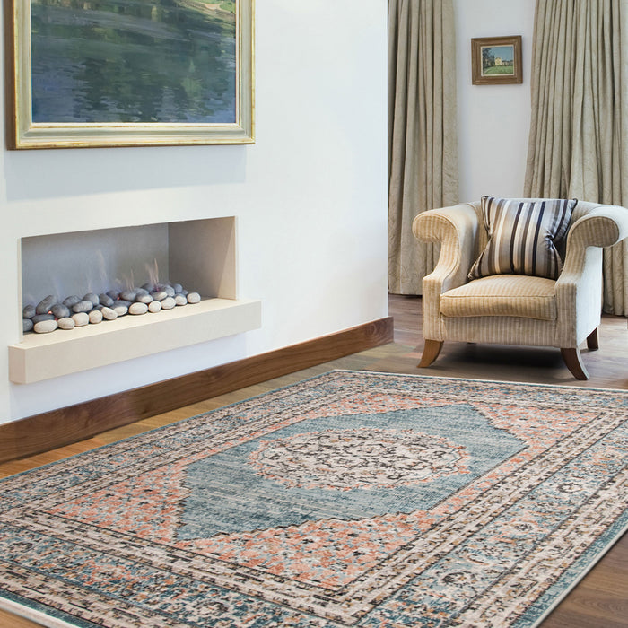 Carpette Zarita bleue 6 pi 7 po x 9 pi 6 po