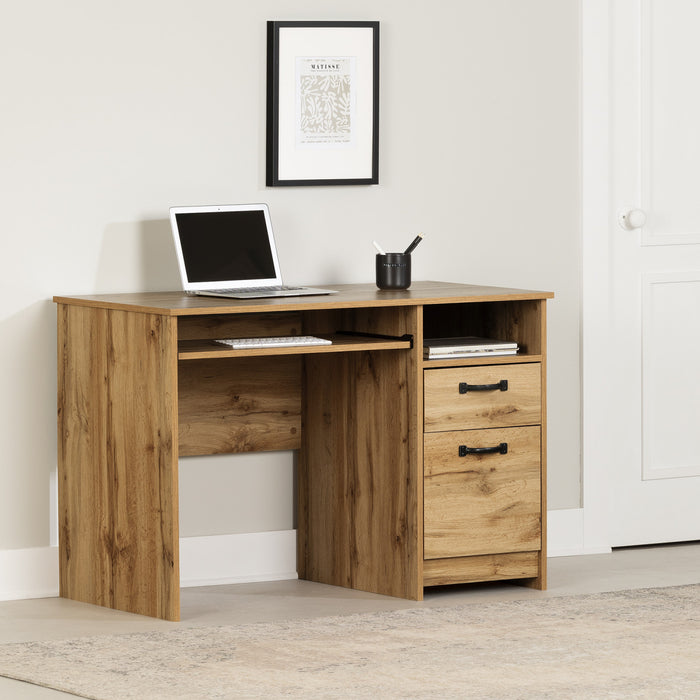 Bureau Tassio avec plateau pour clavier - chêne nordique 