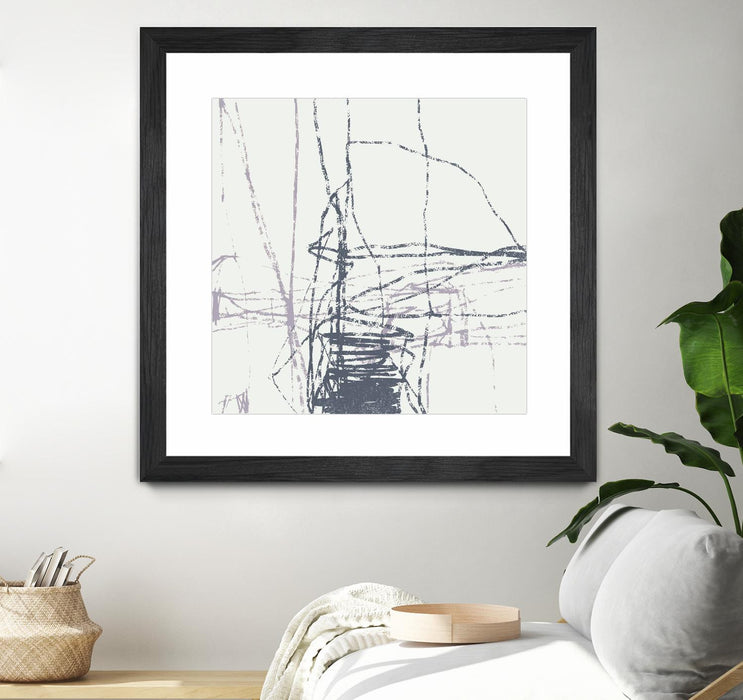 Œuvre d’art murale encadrée noire et mate « Chalk Doodles G » 36 x 36