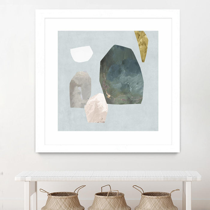 Œuvre d’art murale encadrée blanche et mate « Assembly I » 36 x 36