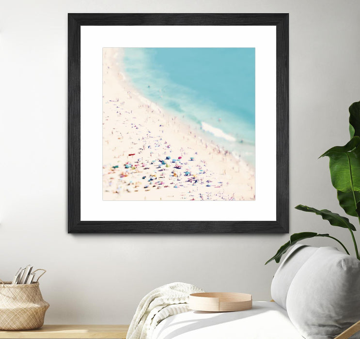 Œuvre d’art murale encadrée noire et mate « Beach Love » 30 x 30