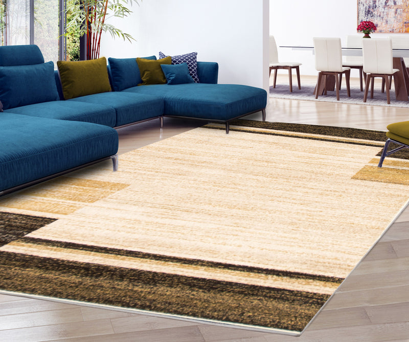 Carpette Aya ivoire-brune - 5 pi 3 pox 7 pi 3 po