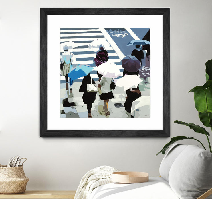 Œuvre d’art murale encadrée noire et mate « April Showers » 30 x 30
