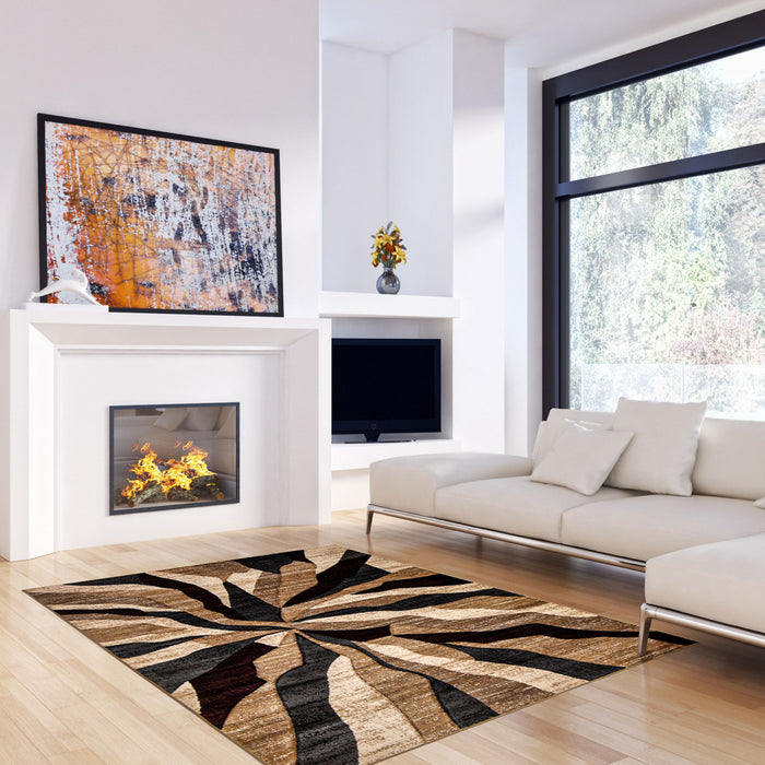 Carpette Mayoree brun, beige et noir - 3 pi 11 po x 5 pi 7 po