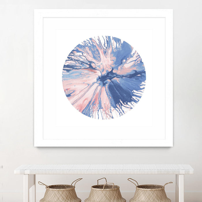 Œuvre d’art murale encadrée blanche et mate « Spin Art 21 » 36 x 36