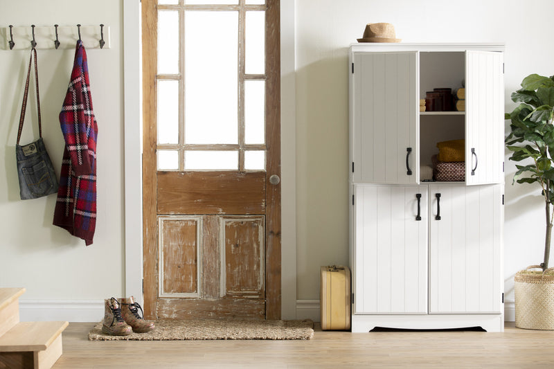 Farnel Armoire de rangement avec 4 portes - Blanc solide