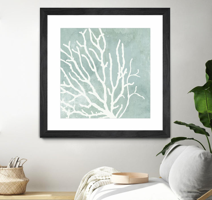 Œuvre d’art murale encadrée noire et mate « Sea Crown I » 36 x 36