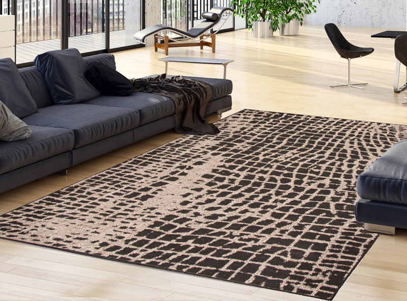 Carpette Sadie Safari noir-argent - 7 pi 10 pox 10 pi 2 po