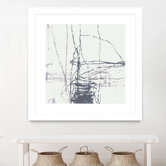 Œuvre d’art murale encadrée blanche et mate « Chalk Doodles G » 36 x 36