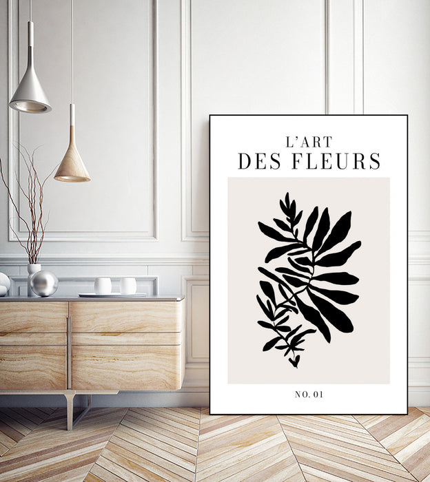 Œuvre d’art murale sur toile encadrée noire « L'art Des Fleurs » 24 x 36