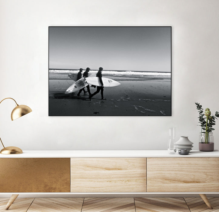 Œuvre d'art murale sur toile encadrée noire « Surfers Iii » 40 x 30