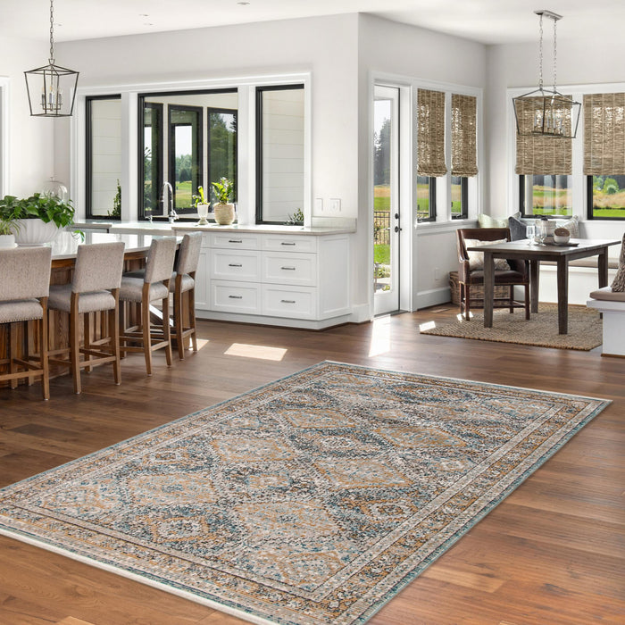 Carpette Leandra taupe/bleue 8 pi 0 po x 10 pi 0 po