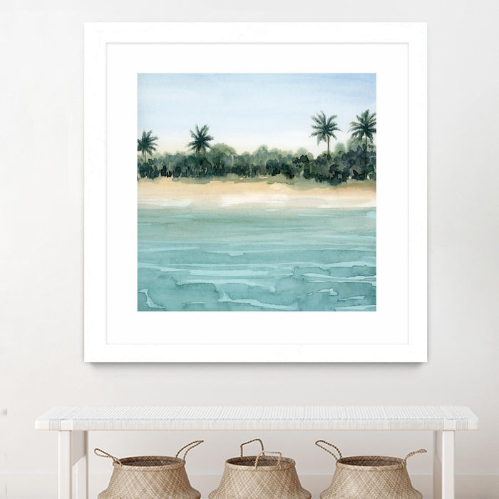 Œuvre d’art murale encadrée blanche et mate « Paradis Ii » 30 x 30