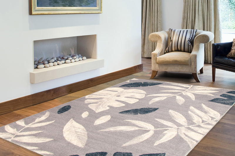 Carpette Palta argent-couleur pétrole - 3 pi 11 pox 5 pi 7 po
