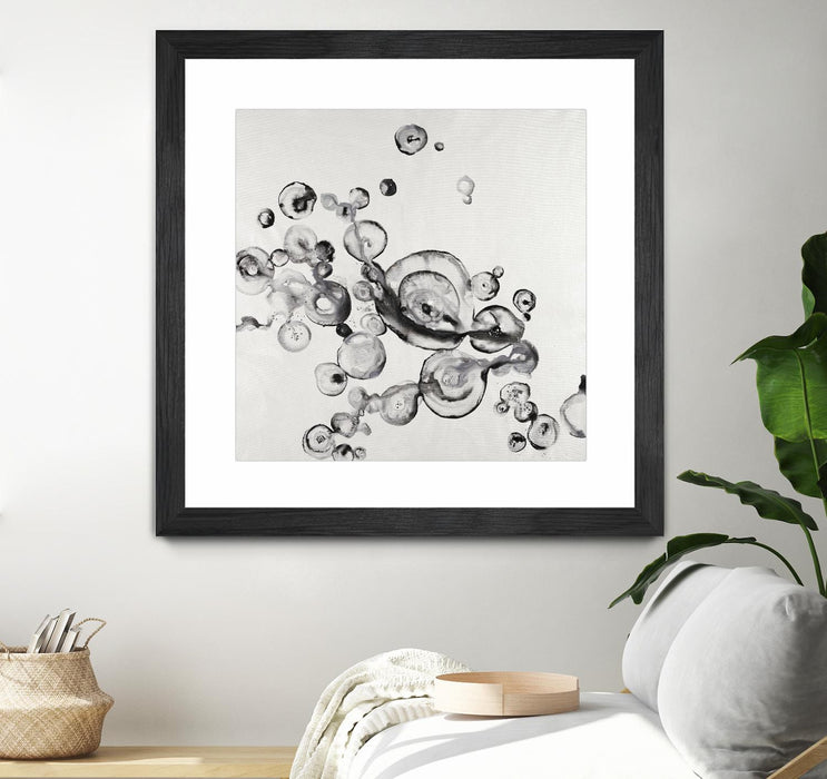 Œuvre d’art murale encadrée noire et mate « Transparent Onyx » 30 x 30