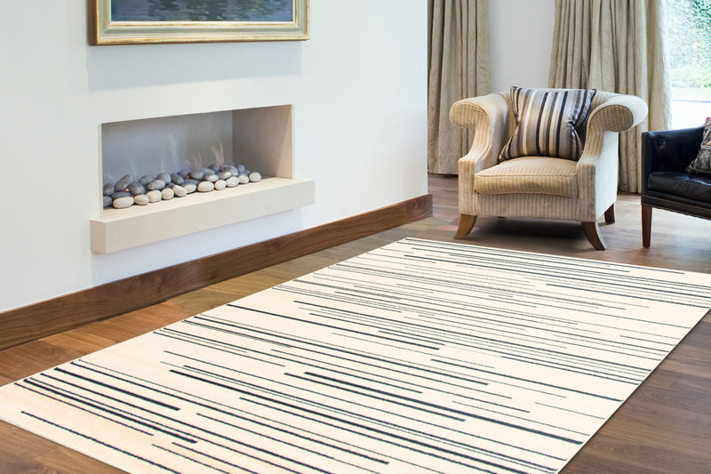 Carpette Faith crème-couleur pétrole - 5 pi 3 pox 7 pi 3 po