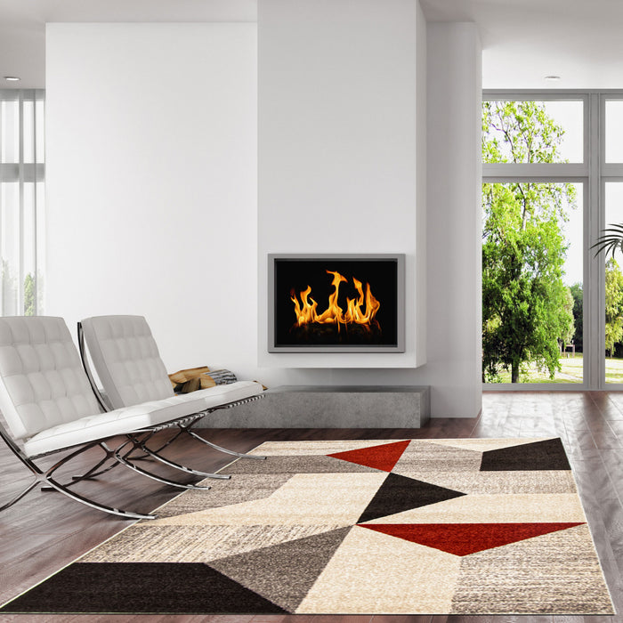Carpette Hadley grisrouge 7 pi 10 po x 10 pi 2 po