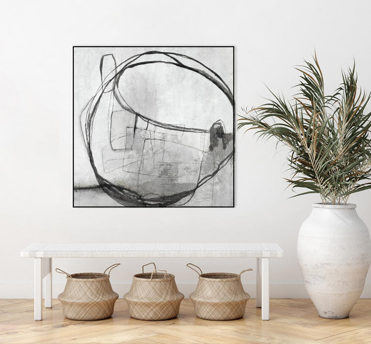 Œuvre d’art murale sur toile encadrée noire « Lucent Sphere » 20 x 20
