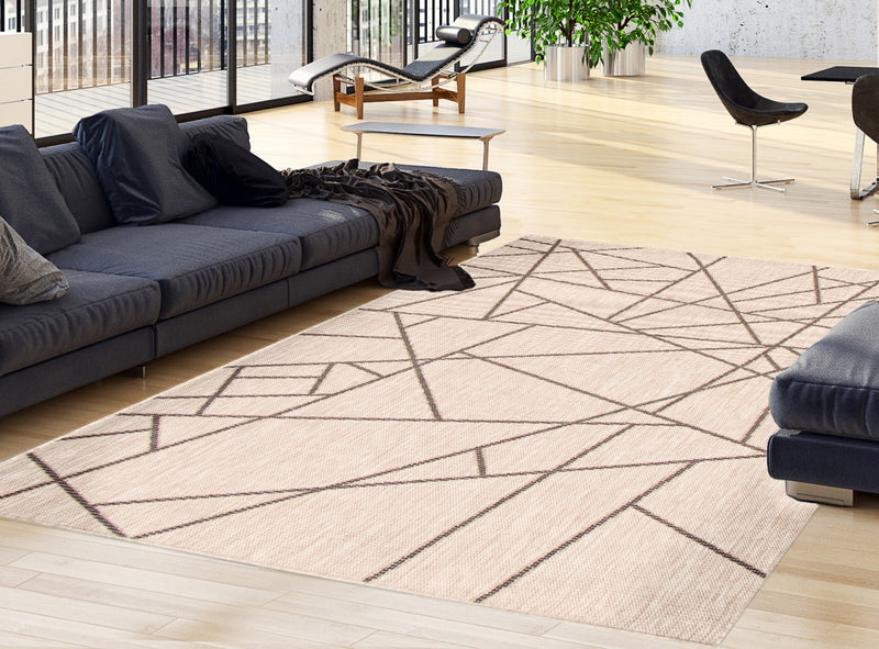 Carpette Sadie Abstract argent-noir - 5 pi 3 pox 7 pi 7 po