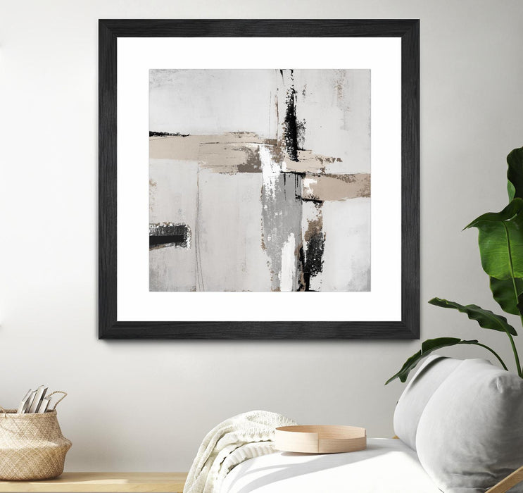 Œuvre d’art murale encadrée noire et mate « Off Edge Ii » 30 x 30