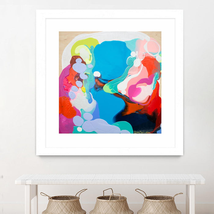 Œuvre d’art murale encadrée blanche et mate « Traveling Back In Time » 36 x 36