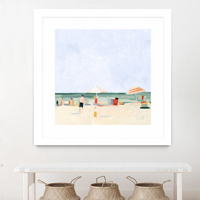 Œuvre d’art murale encadrée blanche et mate « Family Vacation Ii » 30 x 30