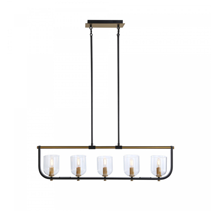 Luminaire pour îlot Cheshire noir et laiton à 5 ampoules