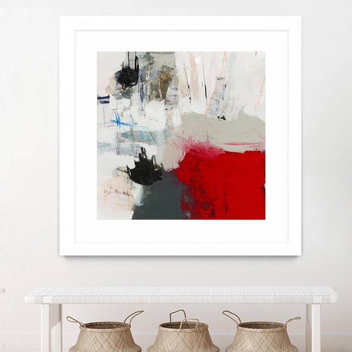 Œuvre d’art murale encadrée blanche et mate « The Mountain Comes To You » 30 x 30