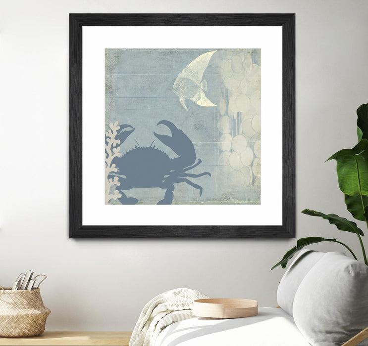 Œuvre d’art murale encadrée noire et mate « Ocean Life Ii » 36 x 36