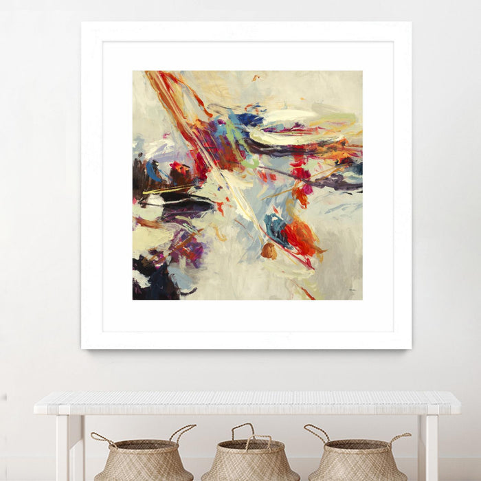 Œuvre d’art murale encadrée blanche et mate « Positive Energy I » 36 x 36