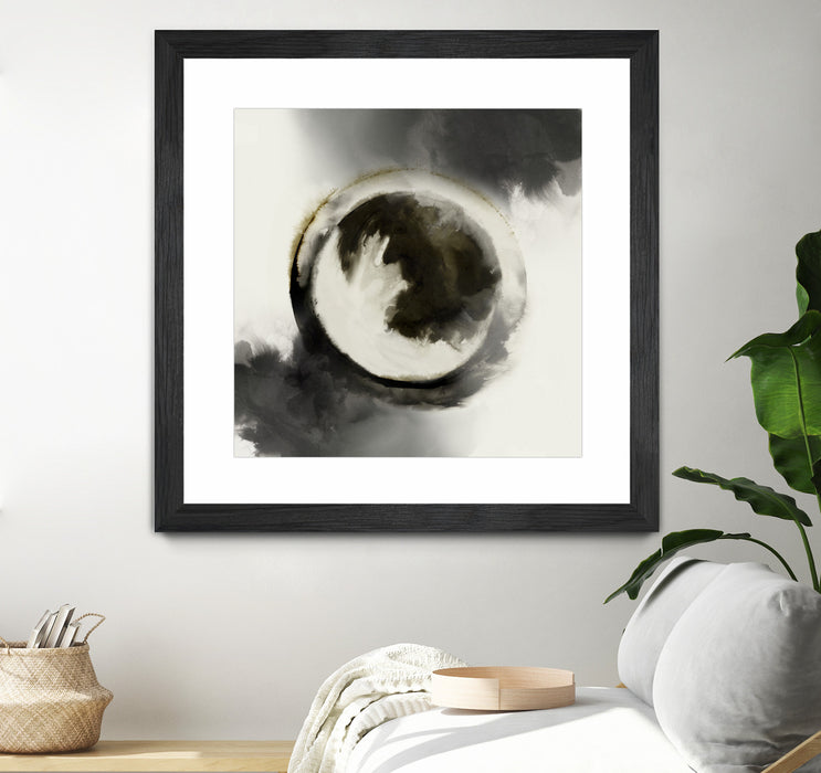 Œuvre d’art murale encadrée noire et mate « Smokey Circumference » 30 x 30