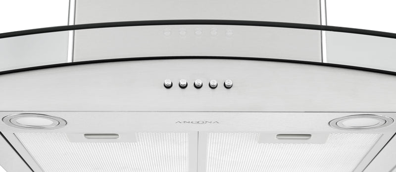 Hotte de cuisinière murale convertible Ancona de 30 po de style auvent en verre - AN-11001SS