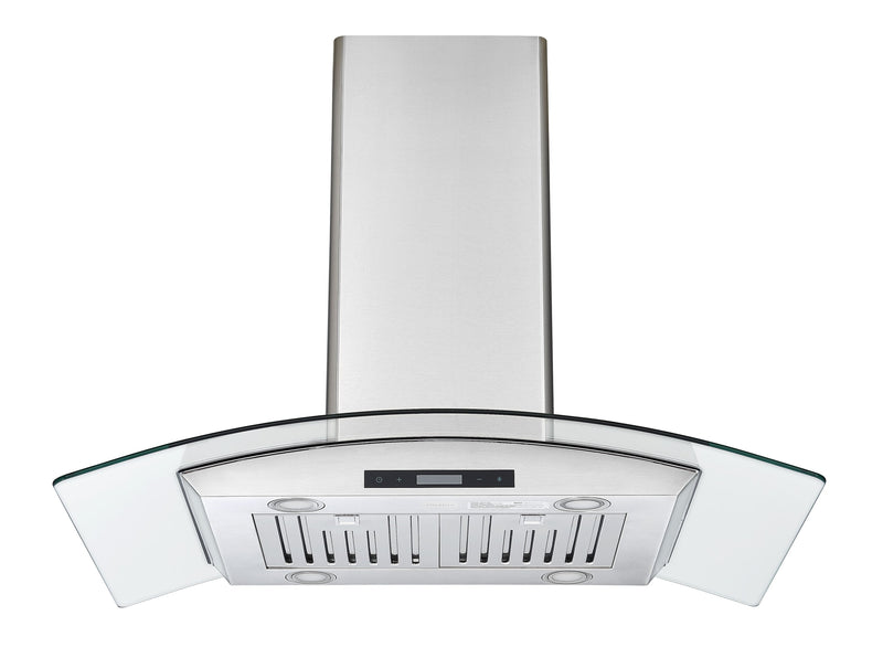 Hotte de cuisinière pour îlot Ancona IGCB636 de 36 po en verre et en acier inoxydable - AN-1406