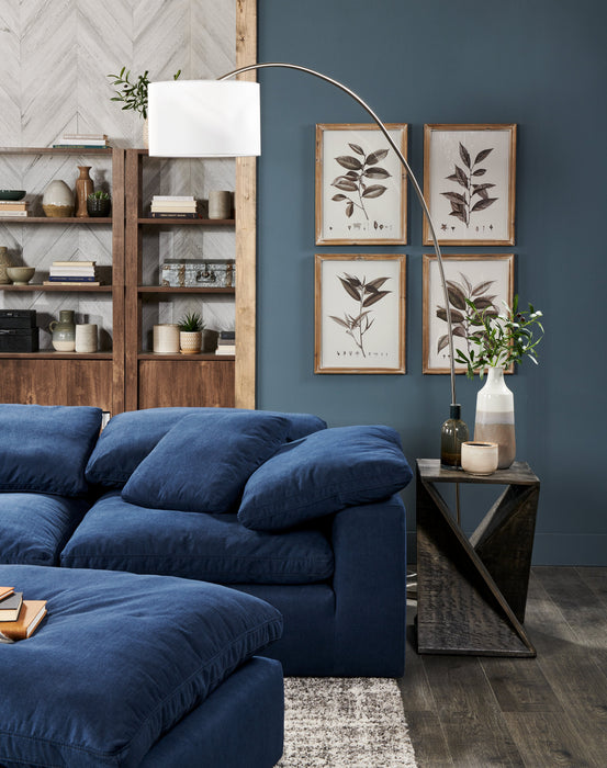 Lampe à pied arquée de 78 po acier brossé avec abat-jour en lin